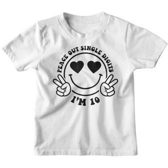 Peace Out Single Digits Im 10 Happy Birthday Boy Girl Funny Youth T-shirt - Thegiftio UK