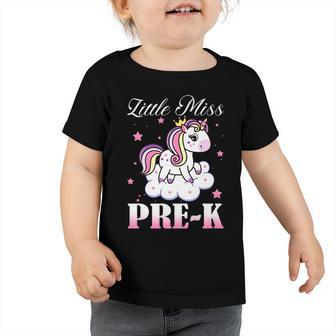 Little Miss Pre K Back To School Unicorn Girls Unicorn Funny Gifts Toddler Tshirt | Mazezy