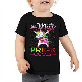 Little Miss Pre-K Cutie First Day Of School Unicorn Unicorn Funny Gifts Toddler Tshirt | Mazezy