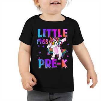 Little Miss Pre-K Unicorn Back To School Girls Unicorn Funny Gifts Toddler Tshirt | Mazezy