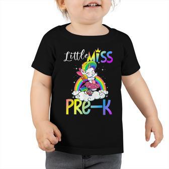 Unicorn Little Miss Pre-K Student Back To School Girls Unicorn Funny Gifts Toddler Tshirt | Mazezy