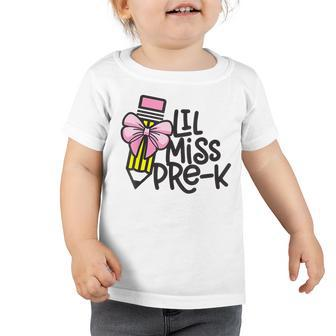 First Day Of Little Miss Pre K Back To School Student Girl Toddler Tshirt | Mazezy