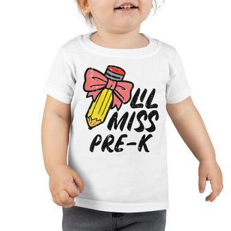 Kids Lil Miss Pre K Cute First Day Of Prek Pre Kindergarten Girls Toddler Tshirt | Mazezy