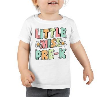 Little Miss Pre-K Girls Back To School Retro Daughter Funny Gifts For Daughter Toddler Tshirt | Mazezy