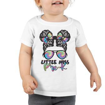 Tie Dye Little Miss Pre-K Messy Bun Teacher And Child Gifts For Teacher Funny Gifts Toddler Tshirt | Mazezy