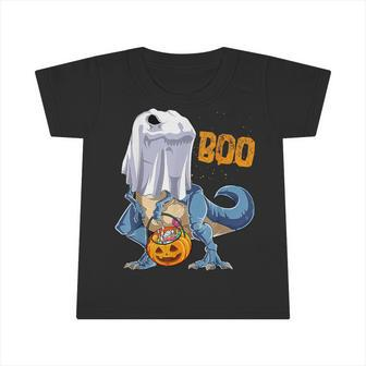 Ghost Dinosaur T Rex Boo Halloween Pumpkin Boys Infant Tshirt - Monsterry DE