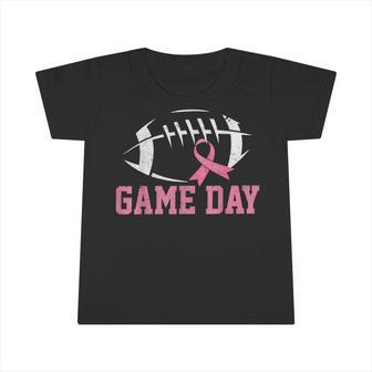 Game Day Pink Ribbon Football Breast Cancer Awareness Infant Tshirt | Mazezy