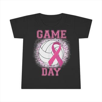Game Day Pink Ribbon Volleyball Tackle Breast Cancer Warrior Infant Tshirt - Monsterry DE