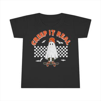 Ghost Skateboard Creep It Real Halloween Toddler Boy Kid Infant Tshirt | Mazezy
