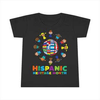 Hispanic Heritage Month Around Globe Hispanic Flags Boys Infant Tshirt - Seseable