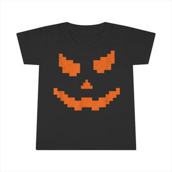 Scary Halloween Jack O Lantern Pumpkin Evil Smile Pixel Game Infant Tshirt - Seseable