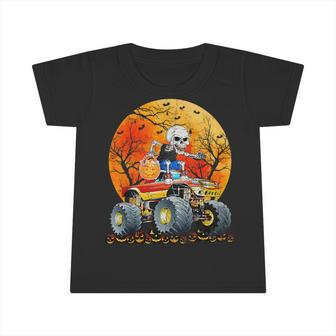 Skeleton Monster Truck Moon Candy Toddler Boys Halloween Infant Tshirt - Monsterry CA
