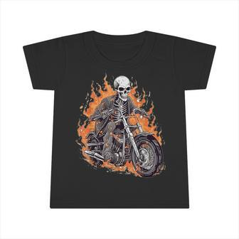 Skeleton Riding Motorcycle Halloween Costume Biker Boys Infant Tshirt - Monsterry