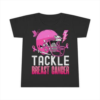 Tackle Football Pink Ribbon Breast Cancer Awareness Boys Infant Tshirt | Mazezy