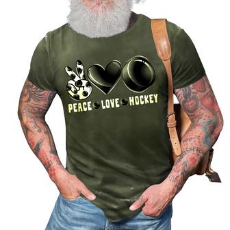 Peace Love Hockey Funny Mommy Dad Boys Girls Son Daughter 3D Print Casual Tshirt