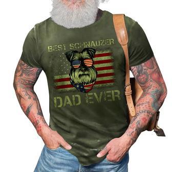 Best Schnauzer Dad Ever Dog Lover Fathers Day Usa Flag Mens 3D Print Casual Tshirt - Seseable