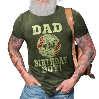 Dad Of The Birthday Boy Baseball Lover Daddy Vintage Retro 3D Print Casual Tshirt - Seseable