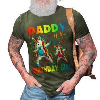 Daddy Of The Birthday Princess Girl Dabbing Unicorn Dad Papa Gift For Mens 3D Print Casual Tshirt - Seseable