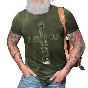 Fathers Day Blessed Dad Cross Words Christian Papa Daddy Men Gift For Mens 3D Print Casual Tshirt