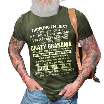 Im A Spoiled Grandson Of A Crazy Grandma Gifts For Grandma Funny Gifts 3D Print Casual Tshirt | Mazezy