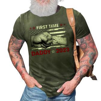 Promoted To Daddy 2023 First Time Fathers Day New Dad Mens Gift For Mens 3D Print Casual Tshirt - Seseable