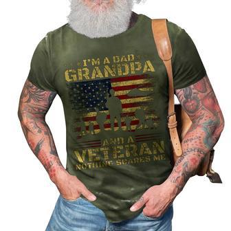 Retro Im A Dad Grandpa And Veteran Fathers Day Grandpa Papa 3D Print Casual Tshirt - Seseable