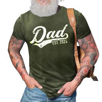 Vintage Dad Est 2024 For Fathers Day Promoted To Daddy 2024 3D Print Casual Tshirt - Seseable