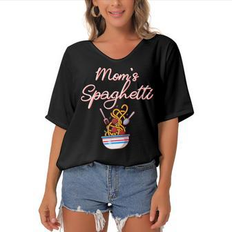 Funny Moms Spaghetti And Meatballs Meme Mothers Day Food Gift For Women Women's Bat Sleeves V-Neck Blouse | Mazezy