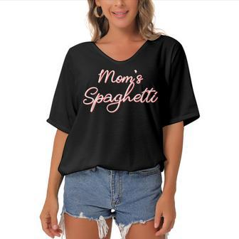 Funny Mothers Day Moms Spaghetti And Meatballs Lover Meme Gift For Women Women's Bat Sleeves V-Neck Blouse | Mazezy