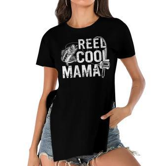 Distressed Reel Cool Mama Fishing Mothers Day Gift For Womens Gift For Women Women's Short Sleeves T-shirt With Hem Split | Mazezy