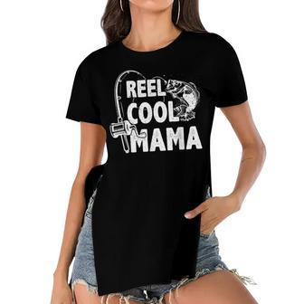 Family Lover Reel Cool Mama Fishing Fisher Fisherman Gift For Women Women's Short Sleeves T-shirt With Hem Split | Mazezy