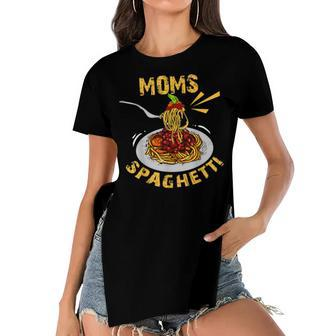 Moms Spaghetti Food Lovers Mothers Day Novelty Gift For Women Women's Short Sleeves T-shirt With Hem Split | Mazezy