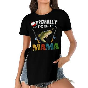 Ofishally The Best Mama Fishing Rod Mommy Funny Mothers Day Gift For Womens Gift For Women Women's Short Sleeves T-shirt With Hem Split | Mazezy