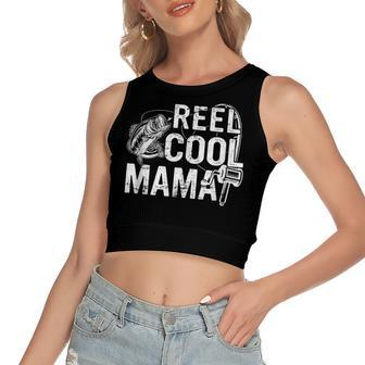 Distressed Reel Cool Mama Fishing Women's Crop Top Tank Top | Mazezy