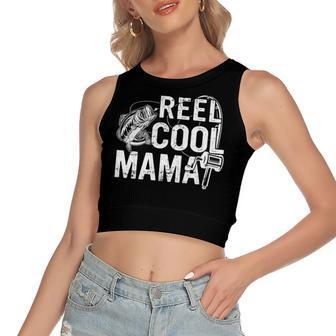 Distressed Reel Cool Mama Fishing Women's Crop Top Tank Top | Mazezy