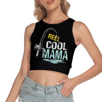 Reel Cool Mama Fishing Fisherman Retro Women's Crop Top Tank Top | Mazezy