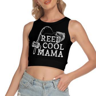 Retro Reel Cool Mama Fishing Fisher Women's Crop Top Tank Top | Mazezy