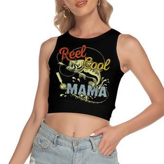 Retro Reel Cool Mama Fishing Lover Women's Crop Top Tank Top | Mazezy