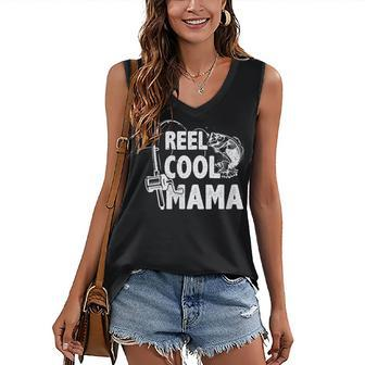 Family Lover Reel Cool Mama Fishing Fisher Fisherman Women's V-neck Tank Top | Mazezy