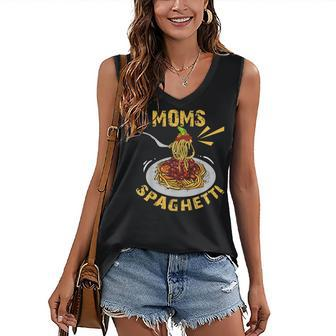 Moms Spaghetti Food Lovers Novelty Women's V-neck Tank Top | Mazezy