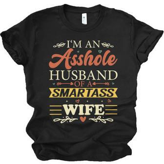 Im An Asshole Husband Of A Smartass Wife Jersey T-Shirt | Mazezy DE
