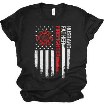 Firefighter Husband Father Fireman Fathers Day For Dad Jersey T-Shirt | Mazezy CA