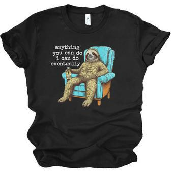 Lazy Husband Procrastinating Nap Cute Sitting Sloth Jersey T-Shirt | Mazezy