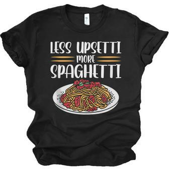 Less Upsetti Spaghetti Jersey T-Shirt | Mazezy