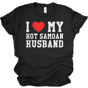 I Love My Hot Samoan Husband Red Heart Jersey T-Shirt | Mazezy