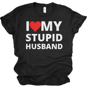 I Love My Stupid Husband With A Red Heart Jersey T-Shirt | Mazezy