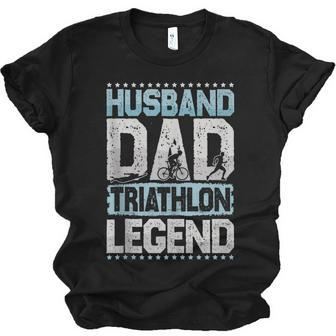 Marathon Husband Dad Triathlon Legend Triathlon Jersey T-Shirt | Mazezy