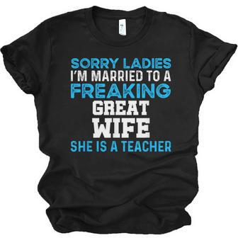 Married To A Great Teacher Husband Of A Teacher Jersey T-Shirt | Mazezy
