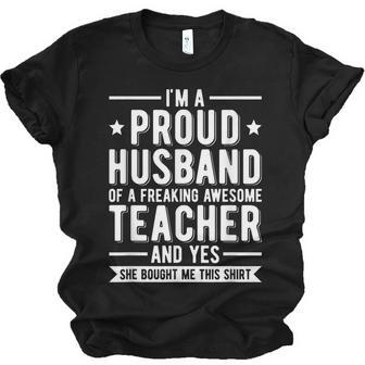 Im A Proud Teacher Husband Of A Teacher Teachers Husband Jersey T-Shirt | Mazezy