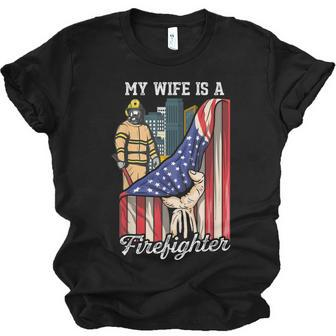 My Wife Is A Firefighter Husband Proud Fire Wife Jersey T-Shirt | Mazezy